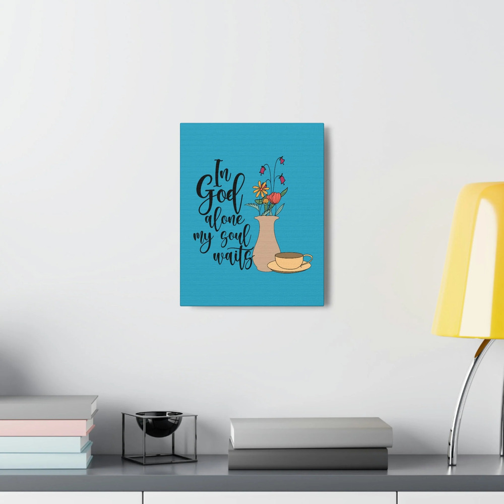 Scripture Walls In God Alone 1 Timothy 2:5 Light Blue Ready to Hang Unframed